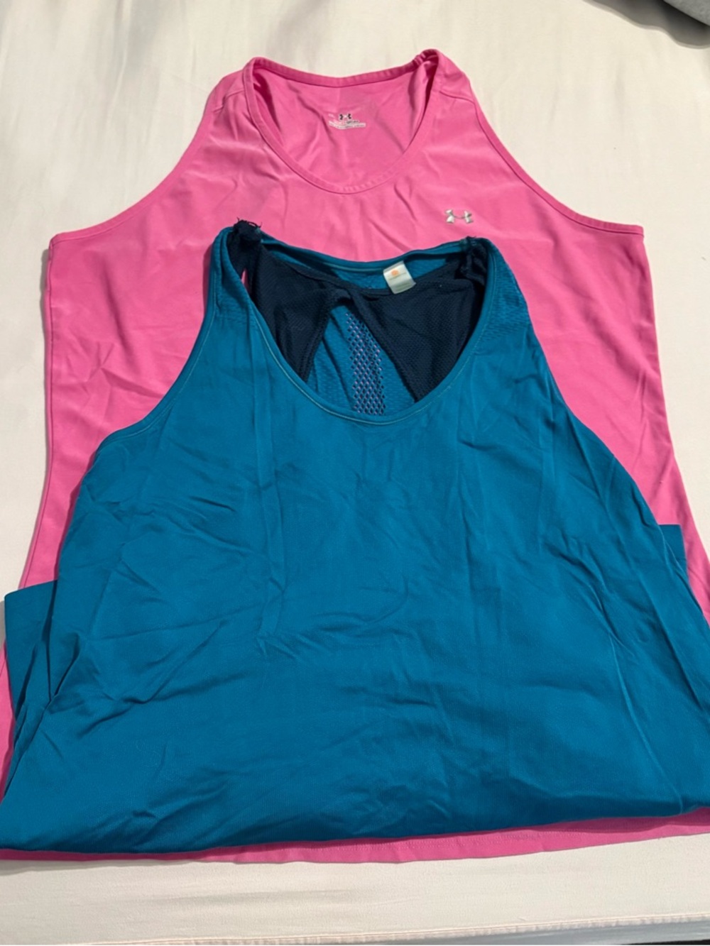 Under Armour Pink & Teal Women's Performance Tank Tops